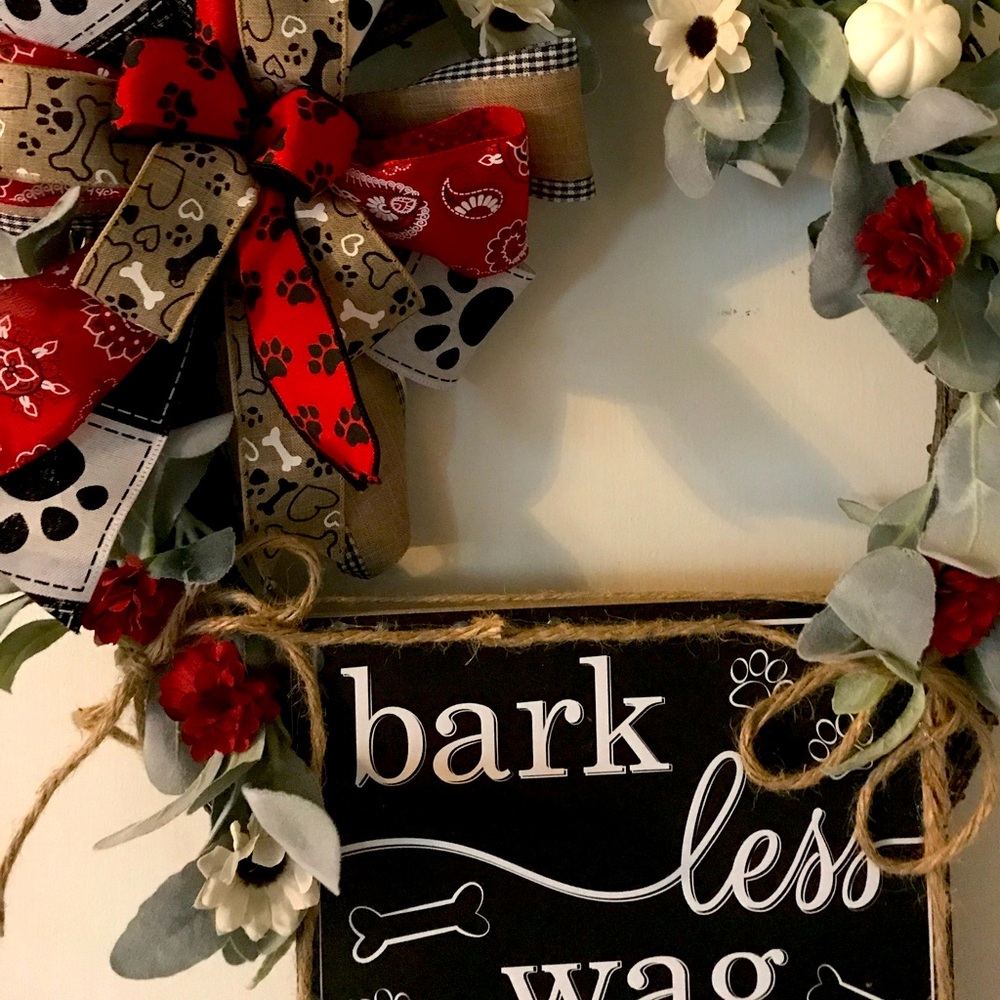 Wreath PETS Dog Wreath Hand Crafted Bark Less Way More